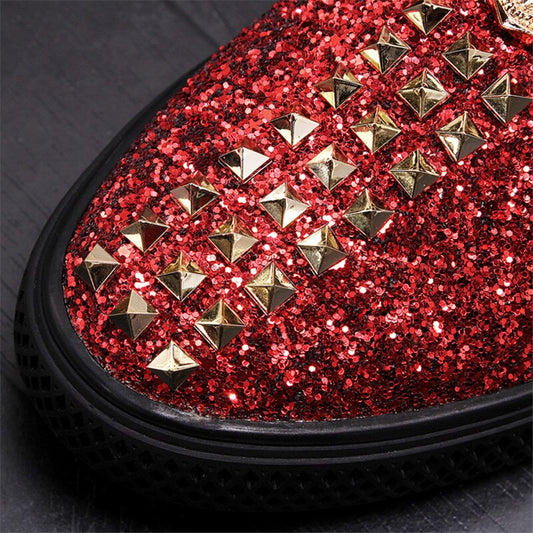 Autumn Animal Motifs Fashion Men's Casual Loafers British Lazy Male Leather Shoes Shining Diamond Flats - LiveTrendsX