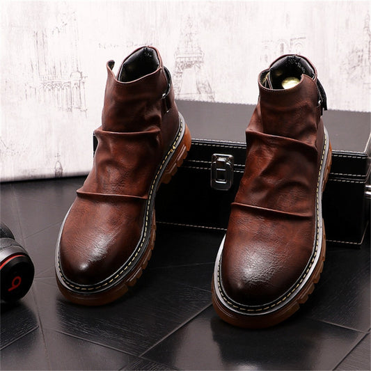 Autumn Retro Style Men Martin Shoes Flats Chelsea Ankle Boots Zapatillas Hombre - LiveTrendsX