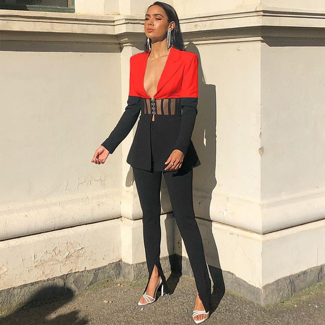 Two Piece Set Women Suit Blazer