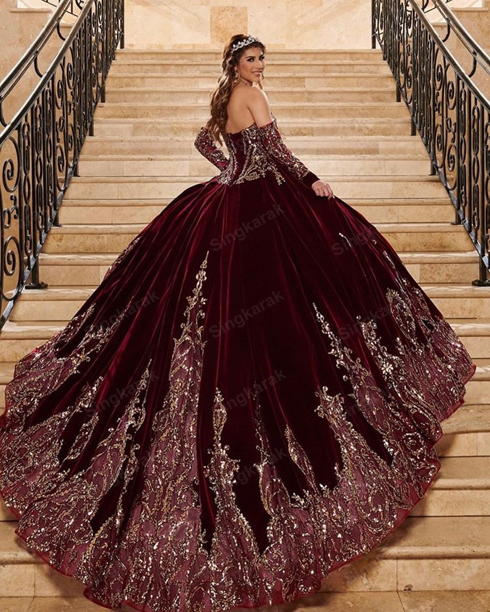 Burgendy Ball Gown Quinceanera Dresses Bridal Gowns Sweetheart Long Sl LiveTrendsX Burgendy Ball Gown Quinceanera Dresses Bridal Gowns Sweetheart Long Sl LiveTrendsX