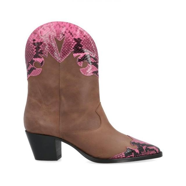 Print Stitching Mid-heel Low Women Boots