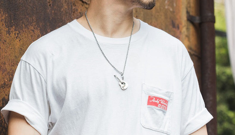 Cat Guitar Pendant Trend Rock Music Necklace