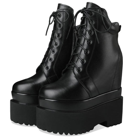 Women Cow Leather High Heel Ankle Boots