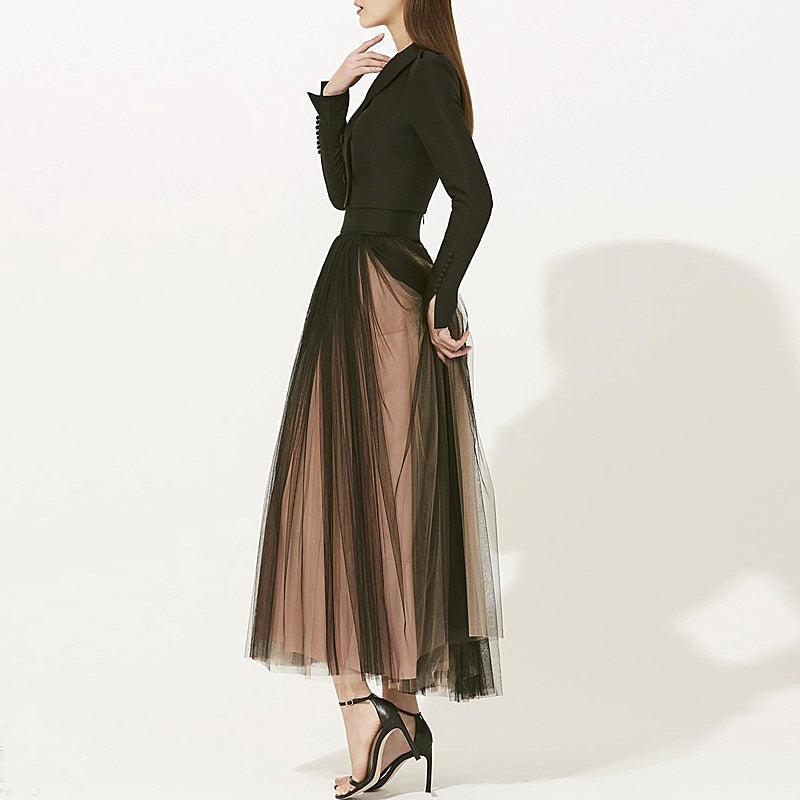 Party Mesh Loose Half Skirt Vintage Elegant Chic Women