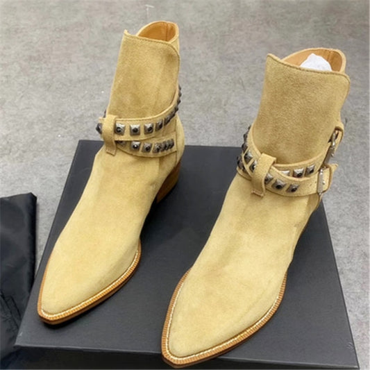 Strap Leather men motorcycles Boots