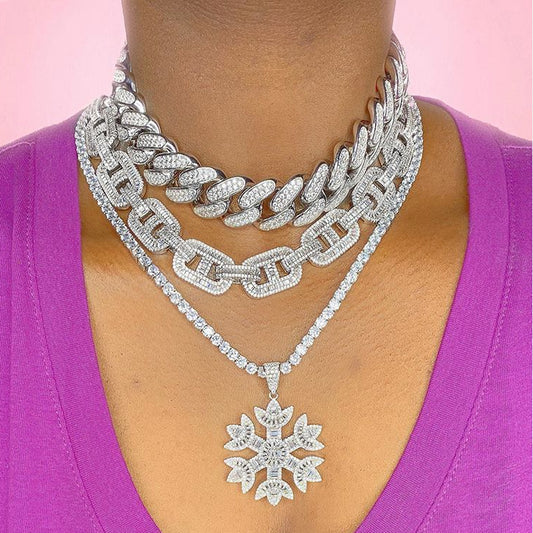 CZ Cubic Zirconia 18mm Width Cuban Link Chain