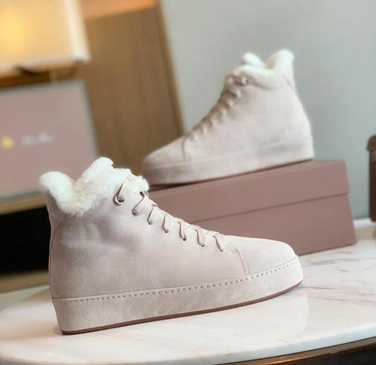 新しいファーの暖かい女性用厚底ブーツ
