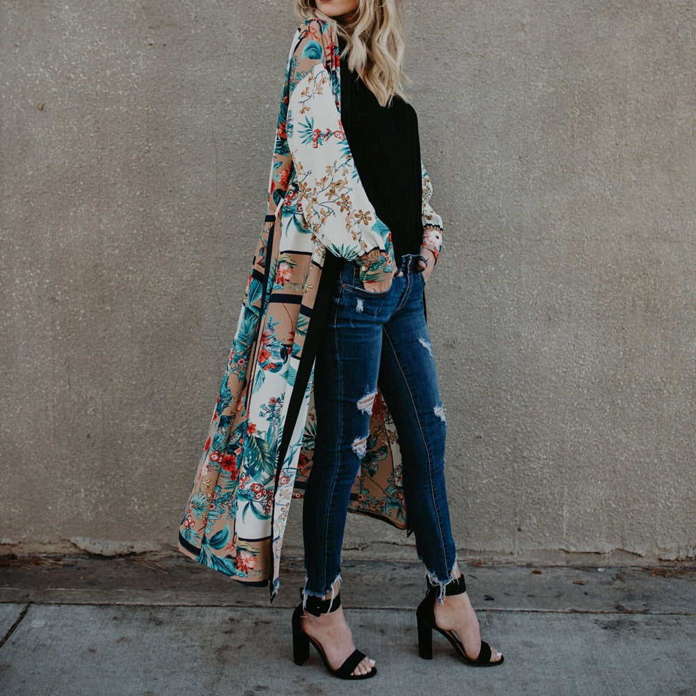 Womens Blouse Belt Bandage Shawl Print