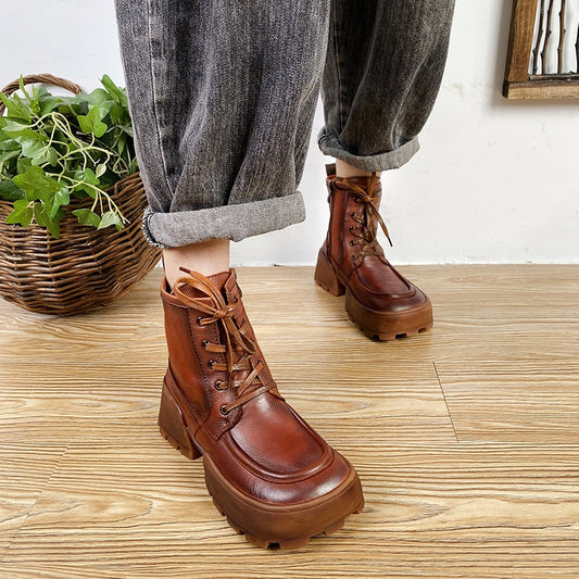 ラウンドトゥ ハンドメイド ファッション レジャー レディース ブーツ