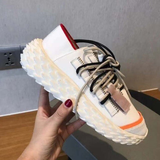 メンズ本革シューズ レースアップ フラット プラットフォーム スポーツシューズ