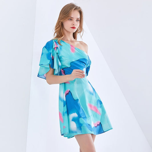 Sexy Print Tie Dye Dress For Women