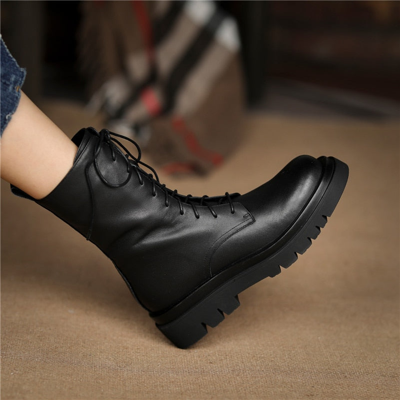 Platform High Heel Motorcycle Boots Women