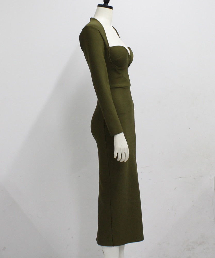 Women Long Sleeved Bandage Dress Sexy