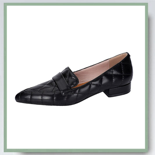 Loafers Women Vintage Style Cow leather Sewing Decoration Pointed Toe Low Square Hell Daily Office Work Shoes Women - LiveTrendsX