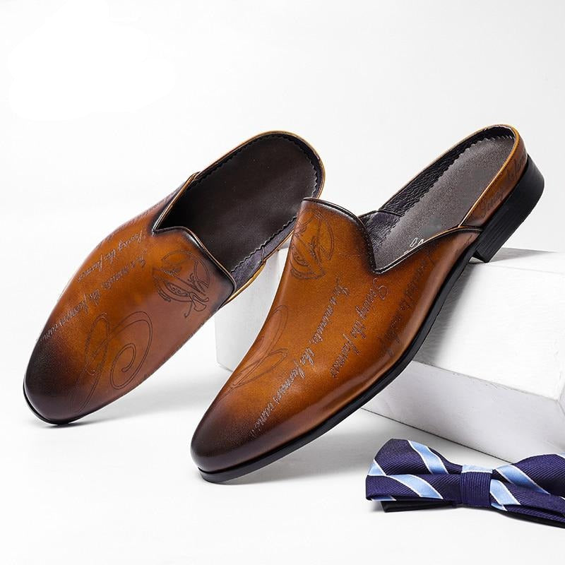 Half Slippers Men Genuine Leather Shoes