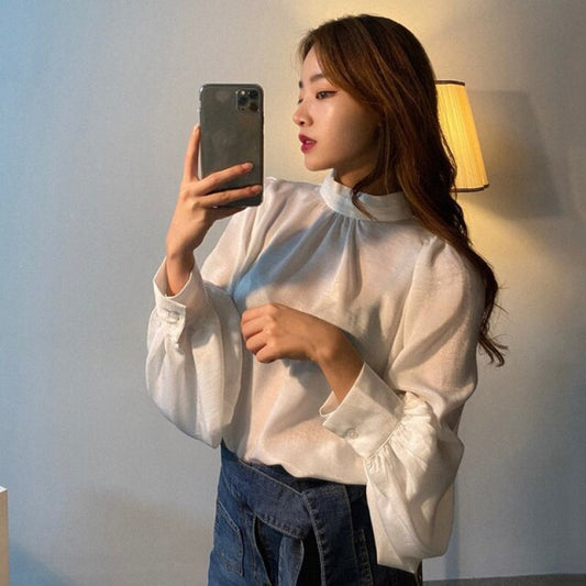 New Korean Fashion Smooth Blouse