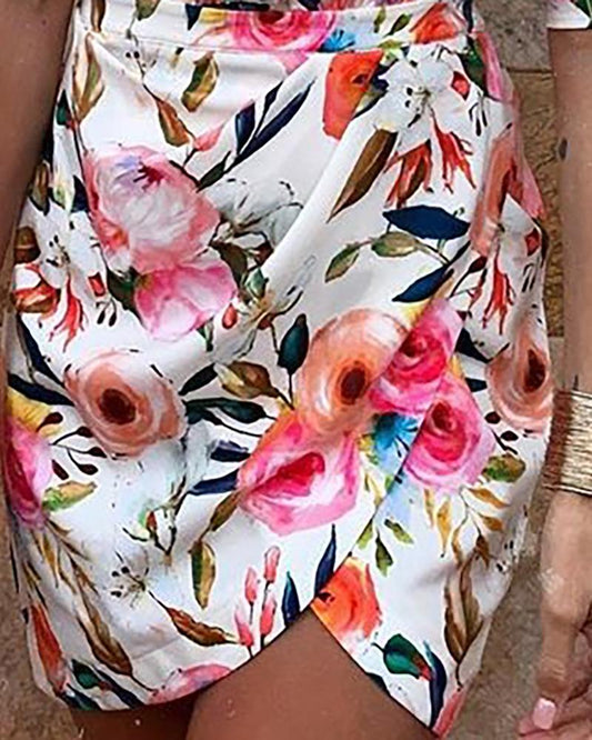 One Shoulder Floral Print Bodycon Women Sexy Party Dresses