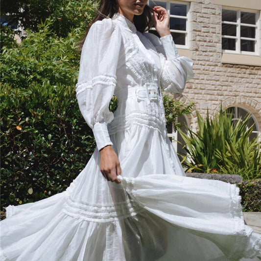 ハイウエスト サッシュ スリム A ライン マキシドレス レディース 2022 春