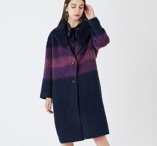 Retro Woolen Gradient Outwear Women Coat