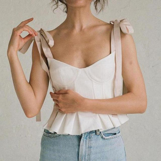 2021 New Women Scissor Collar Backless Cropped Corset Top - LiveTrendsX