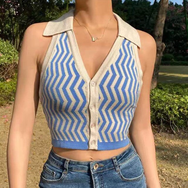 2021 Knit Women Halter Neck Backless Sexy Tank Tops - LiveTrendsX