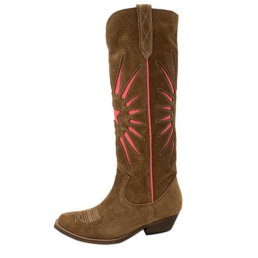 Leather Retro Knight Cowboy Boots