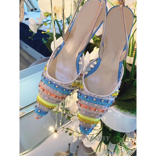 Summer sandals women rainbow diamond colorful - LiveTrendsX