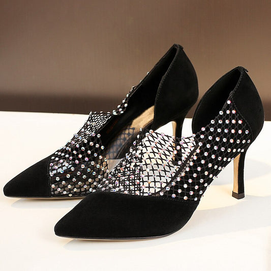 rhinestone hollow high-heeled fashion shoes - LiveTrendsX