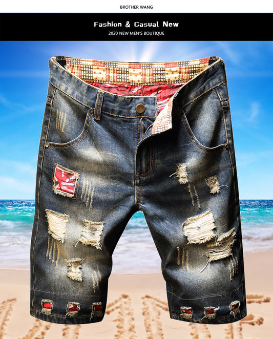 メンズ ジーンズ 破れ ショートパンツ カジュアル