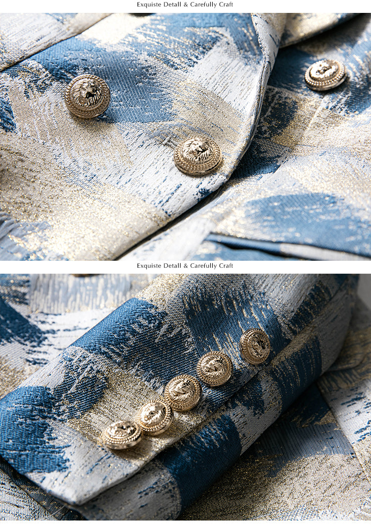 ユニークなデザインのランウェイレディースグラフィティプリントカジュアルブレザージャケット