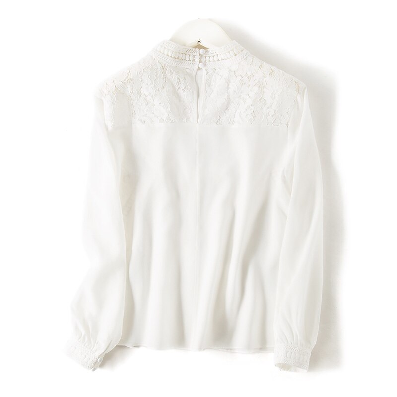 レディース ホワイト ブラウス 100% 本物のシルク