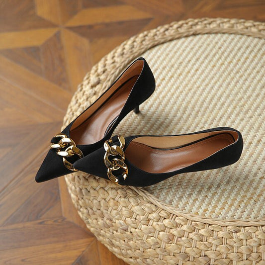 Women Pumps Sexy Metal Chain High Heels - LiveTrendsX