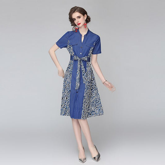 Women Denim A Line Midi Summer Dresses - LiveTrendsX