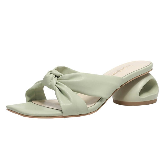 2021 New Green Leather Women Slippers - LiveTrendsX