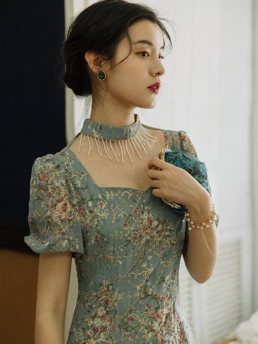 Womens Embroidered Long Dress French - LiveTrendsX