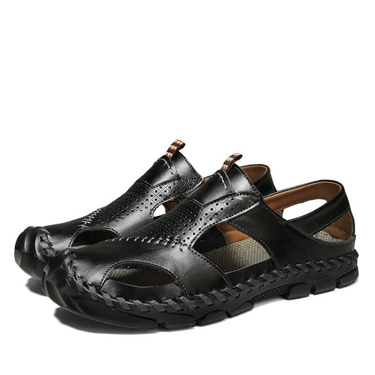 Men Leather Sandals Close Toe for Outdoor - LiveTrendsX