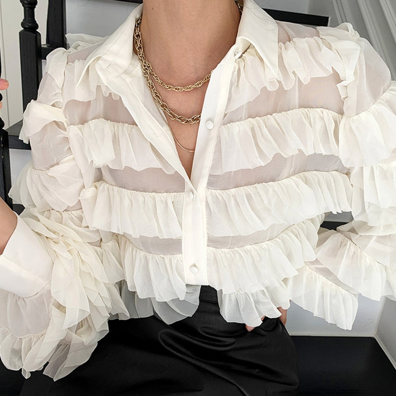 New Spring Korean Ruffles Blouse Women