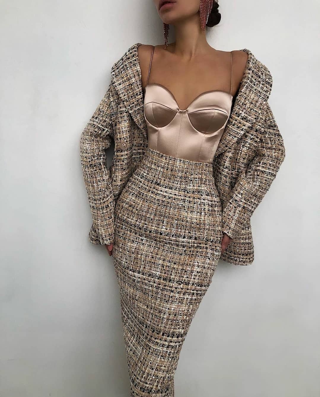 Fashion Elegant Styel Suits Sexy Vintage Check Dresses