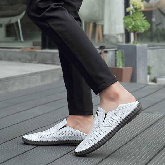 Mens Leather loafers Slip-on soft