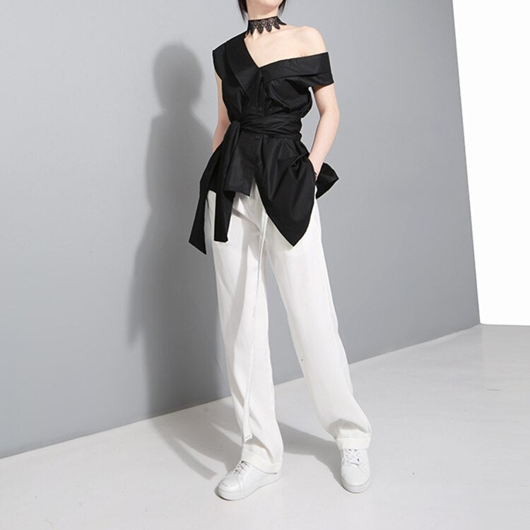 Women Patchwork Bowknot Blouse Shirts