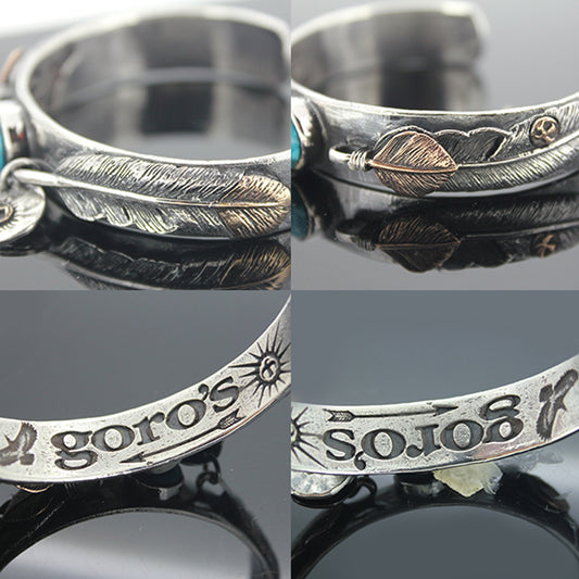 Feather Handmade Turquoise Bracelet Wide Indian Style