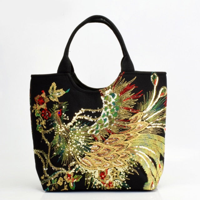 Women Shoulder Bag Peacock Ethnic Style