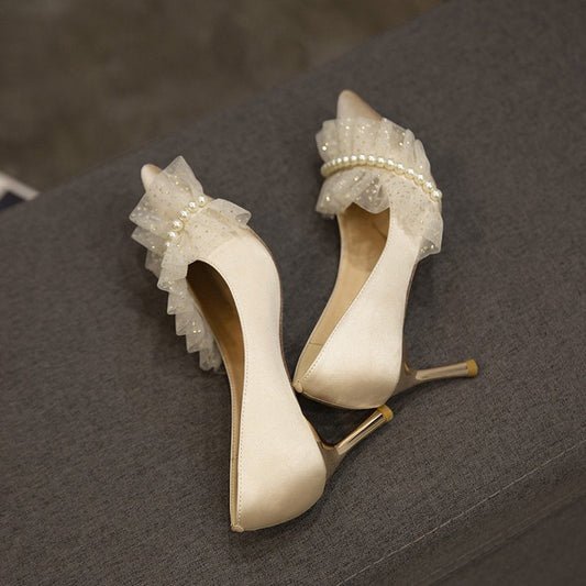 パーティードレスタッセル厚底ヒールシューズ