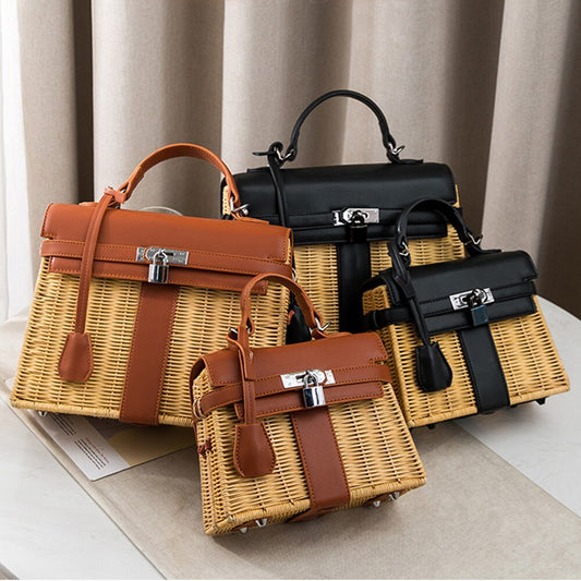 Handmade Rattan Straw Crossbody Bag