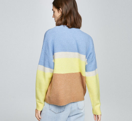 Women's Colorful Joint Knit with Round Collar