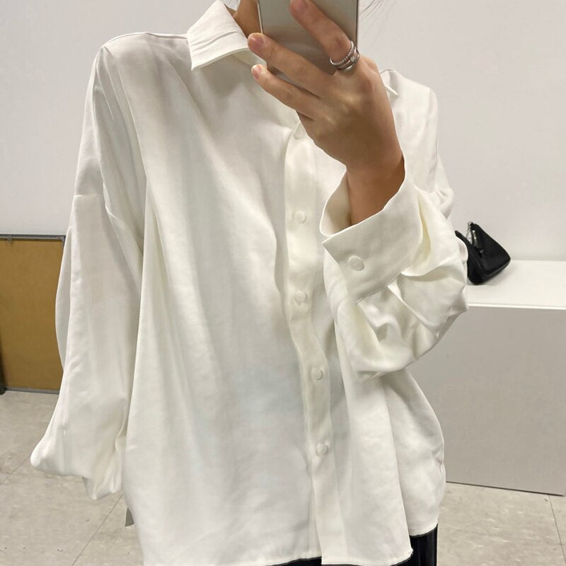 Women White Back Ribbon Big Size Blouse