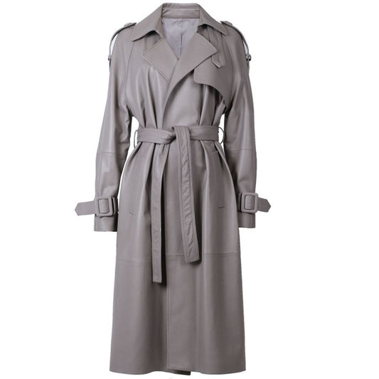 Long Leather Coat Trench For Women