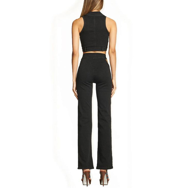 Vintage Fashion Denim Tank Top Women Hot Skinny Crop Tops