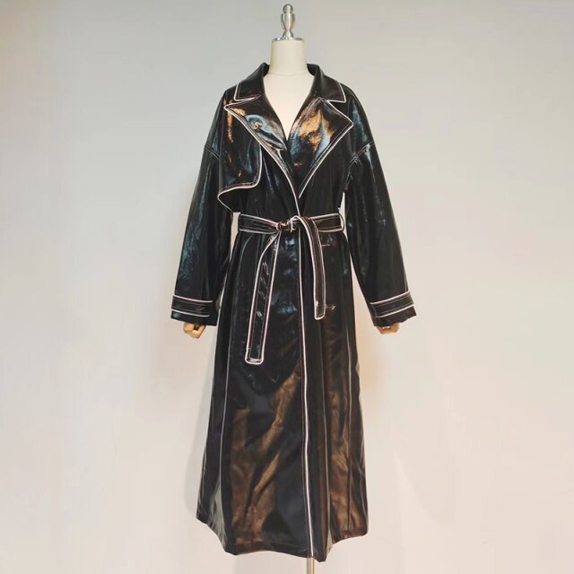 女性用ラペル長袖カジュアルルーズコート