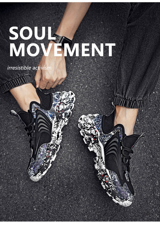 メッシュ通気性グラフィティクラッキースニーカー